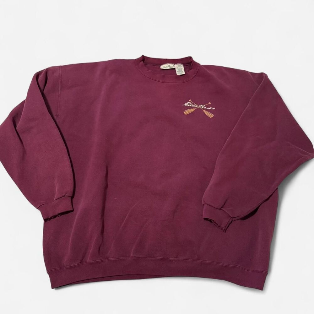 Eddie-bauer Men's Burgundy and Red Sweatshirt